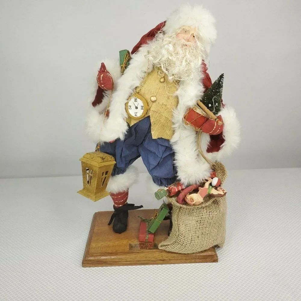 Vintage 90s Silvestri Santa of the Year Father Christmas Wooden Base 15"
